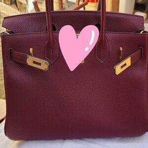 Burgundy Satchel Bag Gold Hardware